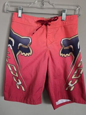 Fox Kids Coral Red Gradient Boardshorts Boys Size 7-8 Medium